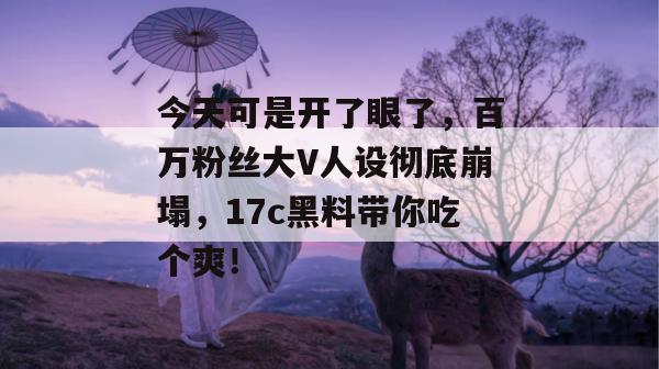 今天可是开了眼了，百万粉丝大V人设彻底崩塌，17c黑料带你吃个爽！
